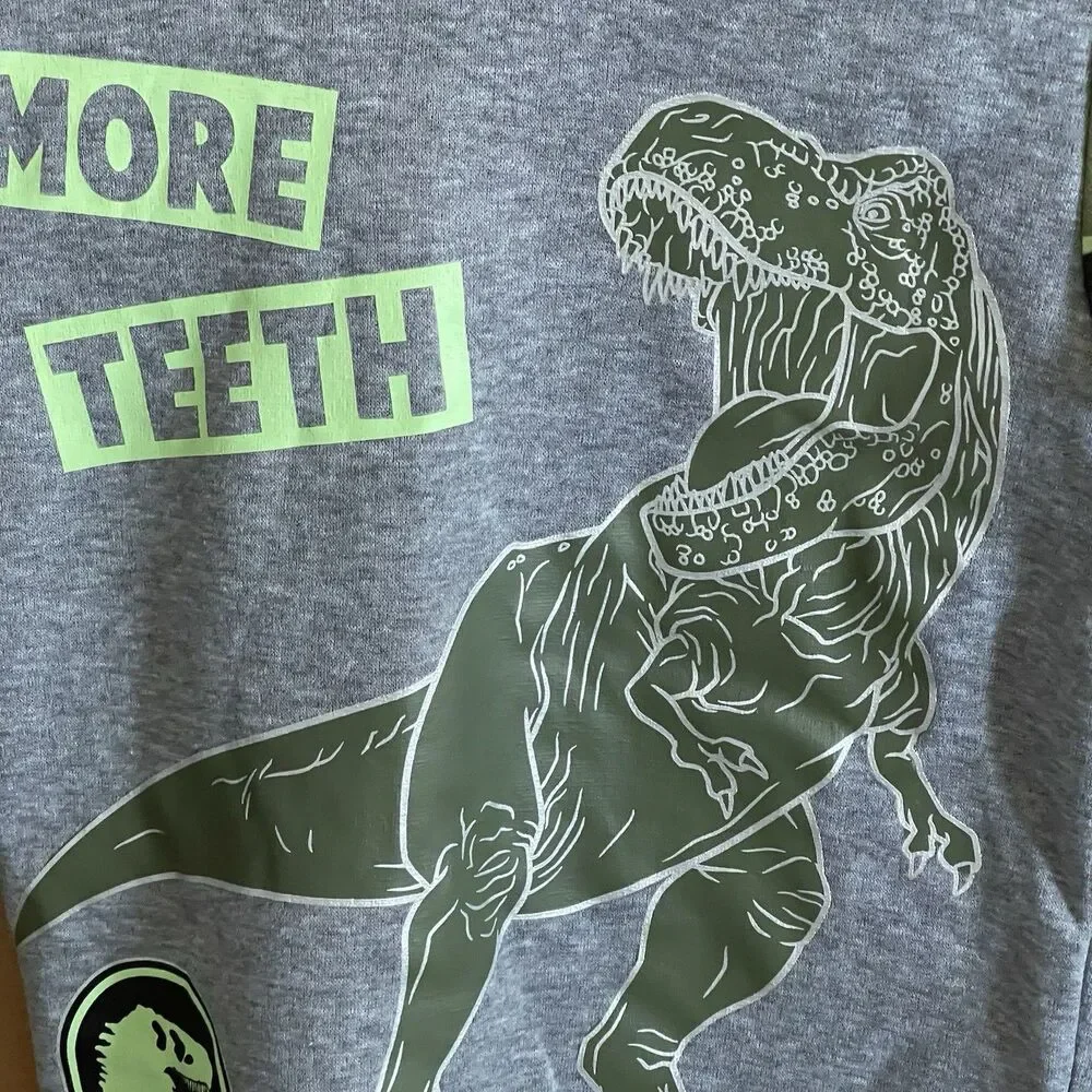 Jurassic World Boys Hoodie Sz 7 Dinosaur Camo Sweatshirt Gray More Teeth School